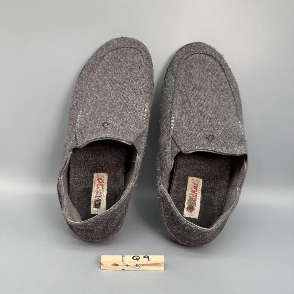 Olukai Moloa Hulu Men's 9 Gray Wool Lightweight Slip-On Low Top Comfort Slippers